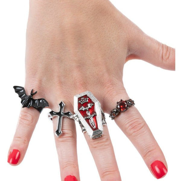 Assorted Gothic Vampire Rings, 4Pk - Adult Weekender
