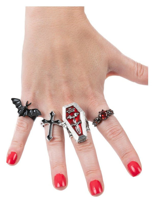 Assorted Gothic Vampire Rings, 4Pk - Adult Weekender