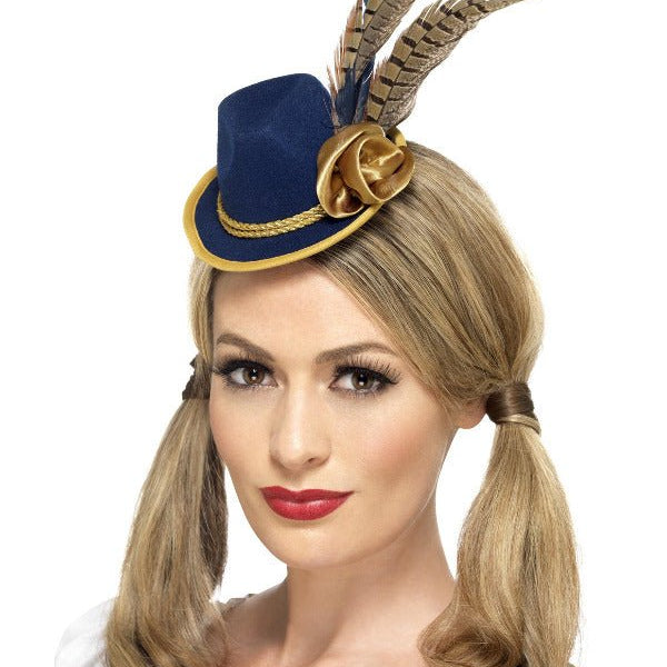 Authentic Bavarian Festival Mini Hat, Blue - Adult Weekender