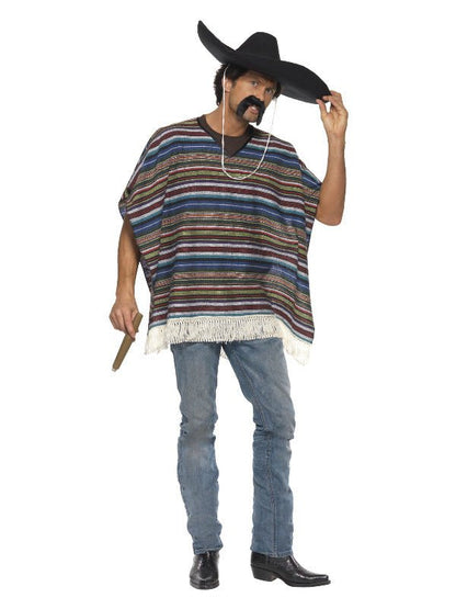 Authentic Looking Poncho, Blue - Adult Weekender