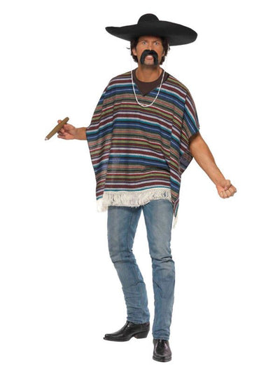 Authentic Looking Poncho, Blue - Adult Weekender