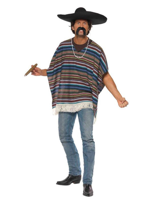 Authentic Looking Poncho, Blue - Adult Weekender