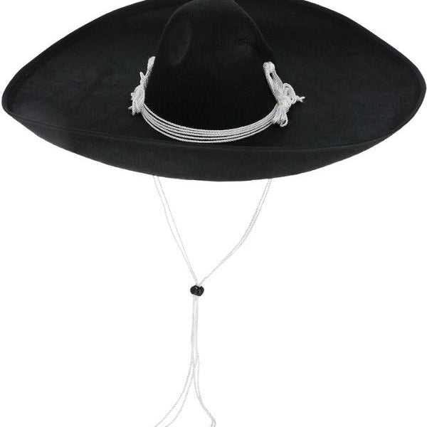 Authentic Mexican Bandit Sombrero, Black - Adult Weekender