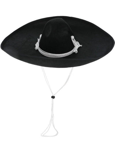 Authentic Mexican Bandit Sombrero, Black - Adult Weekender