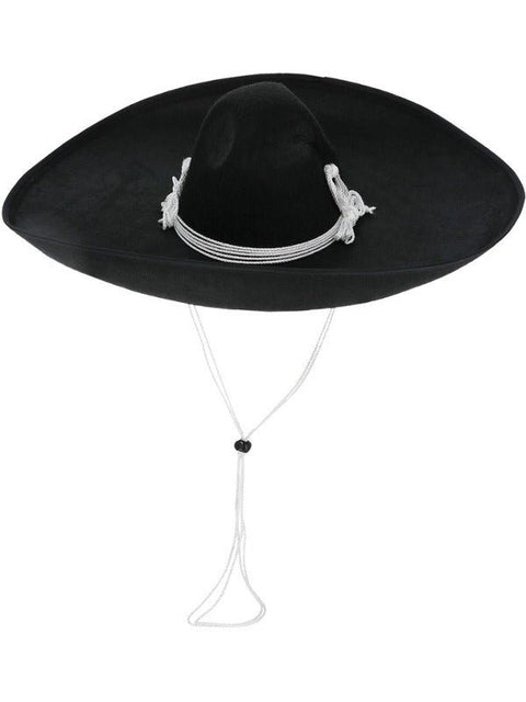 Authentic Mexican Bandit Sombrero, Black - Adult Weekender