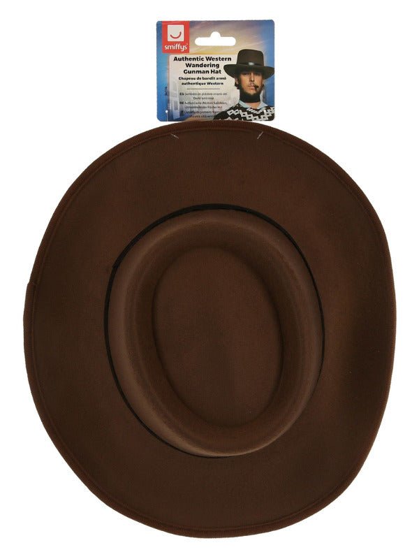 Authentic Western Wandering Gunman Hat, Brown - Adult Weekender