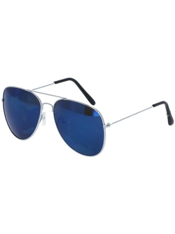 Aviator Specs, Blue Mirror, Silver - Adult Weekender