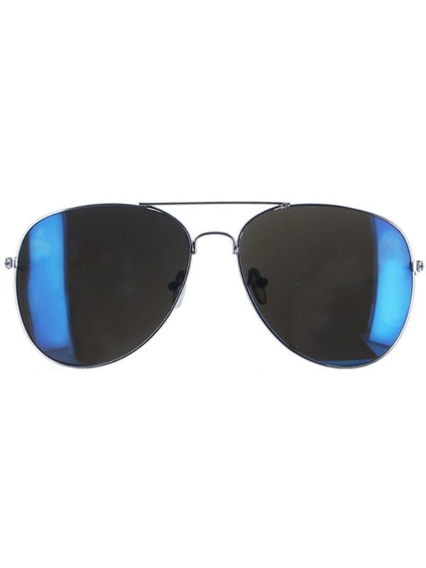 Aviator Specs, Blue Mirror, Silver - Adult Weekender