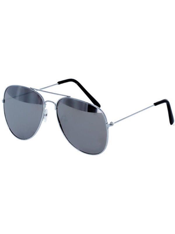 Aviator Specs, Silver Mirror, Silver &amp; Black - Adult Weekender