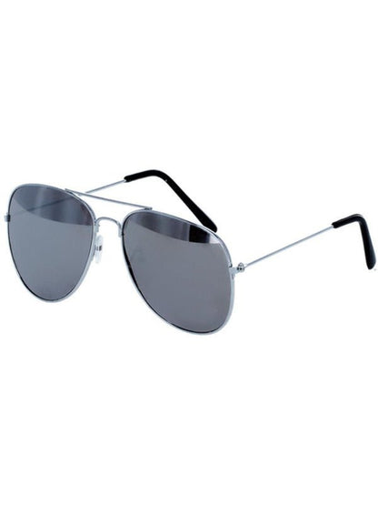 Aviator Specs, Silver Mirror, Silver &amp; Black - Adult Weekender