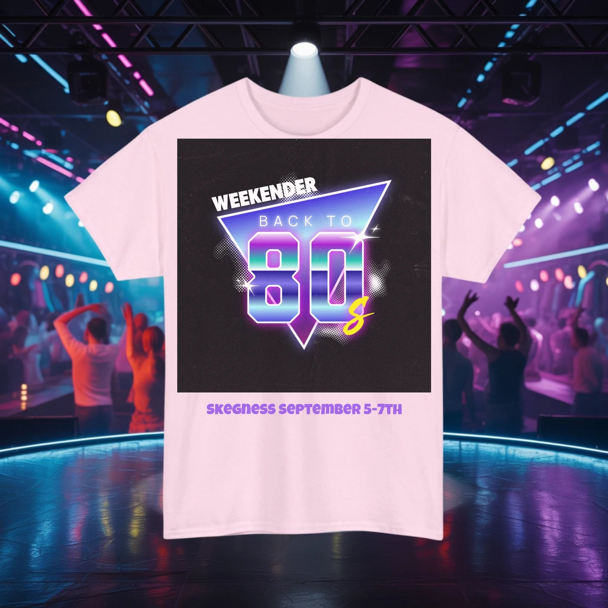 Back to 80s Weekender - Adult Weekender Front and Back Personalised Unisex Heavy T-Shirt 80s - Adult Weekender