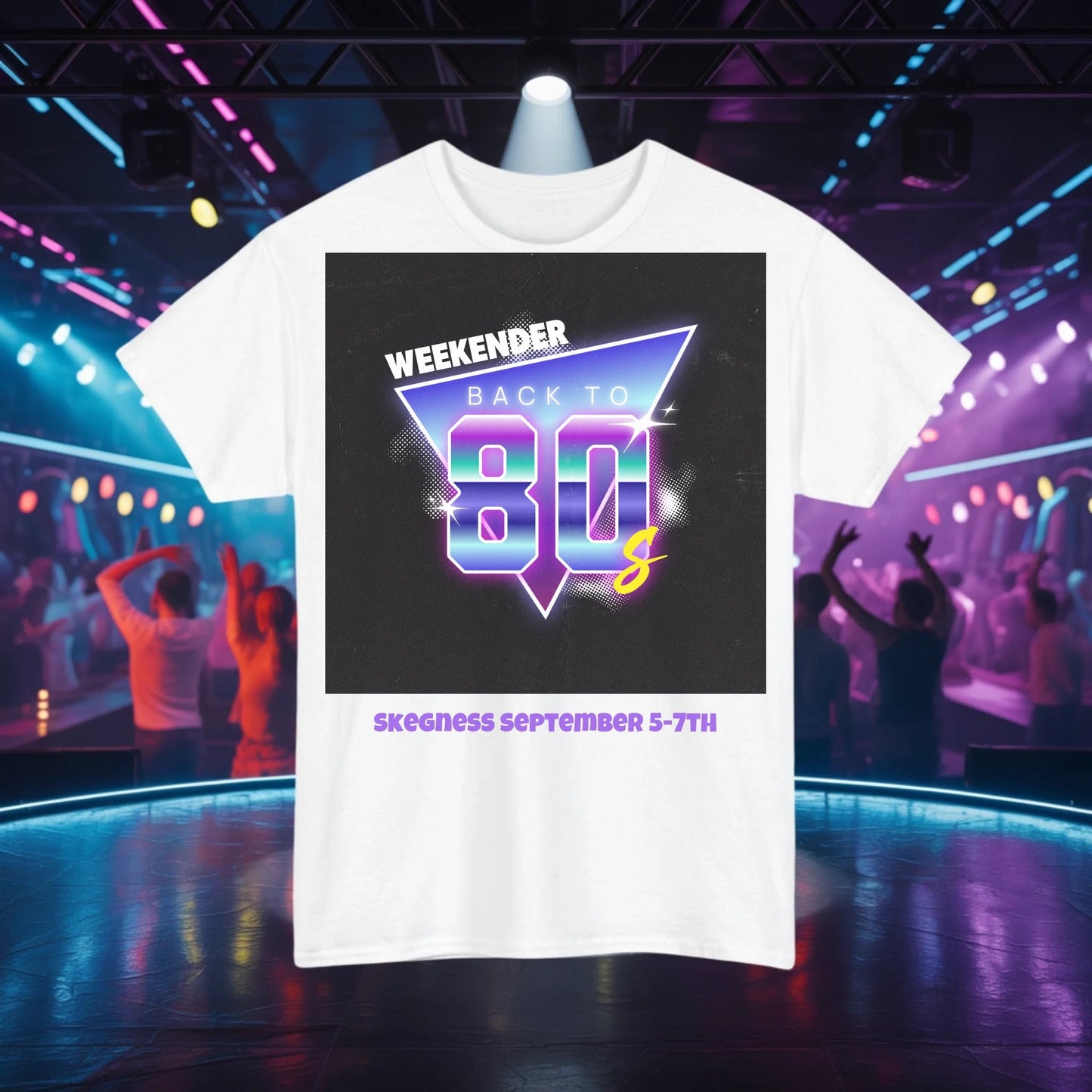 Back to 80s Weekender - Adult Weekender Front and Back Personalised Unisex Heavy T-Shirt 80s - Adult Weekender