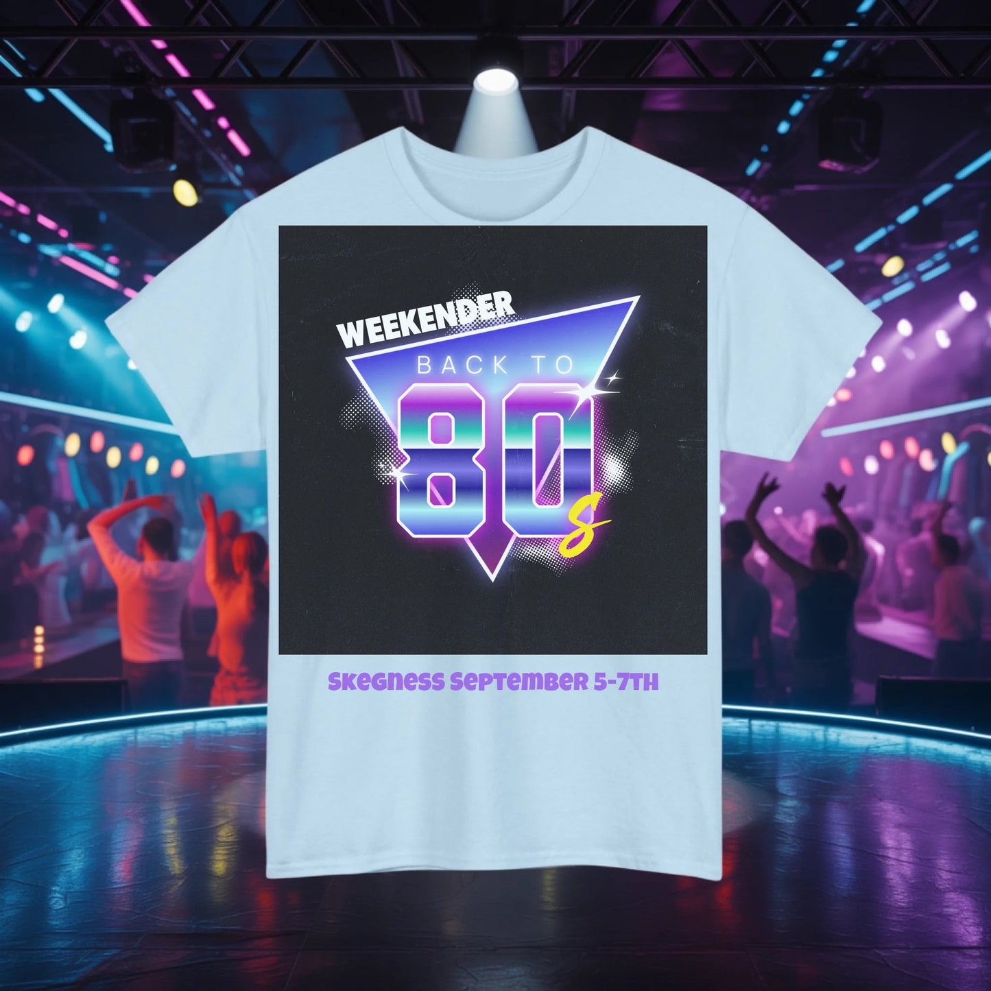 Back to 80s Weekender - Adult Weekender Front and Back Personalised Unisex Heavy T-Shirt 80s - Adult Weekender