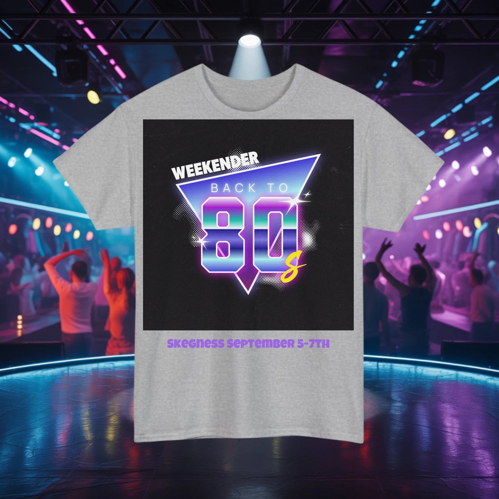 Back to 80s Weekender - Adult Weekender Front and Back Personalised Unisex Heavy T-Shirt 80s - Adult Weekender