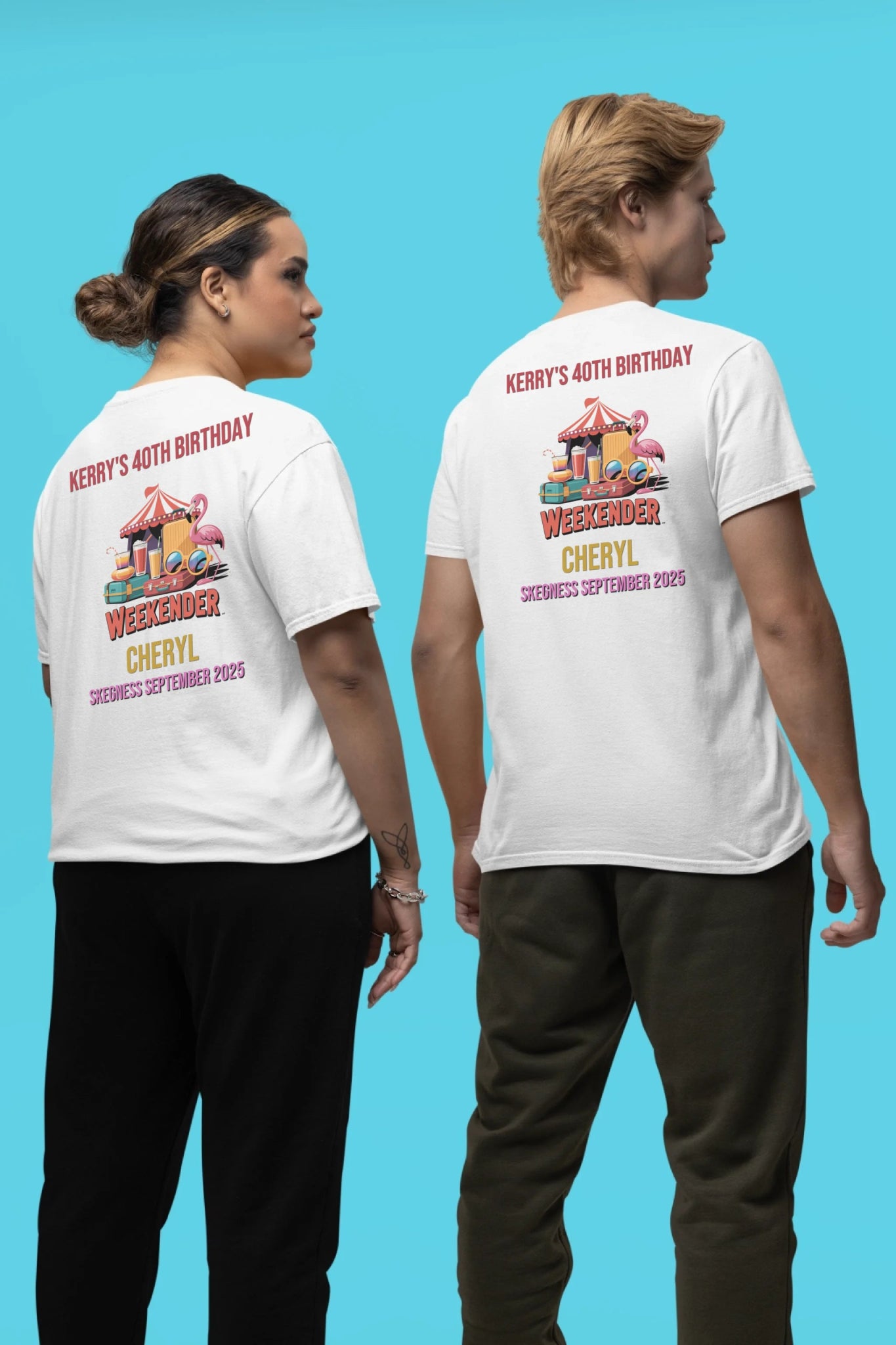 Back to the 80s - Adult Weekender Front and Back Personalised Unisex Heavy T-Shirt 80s - Adult Weekender