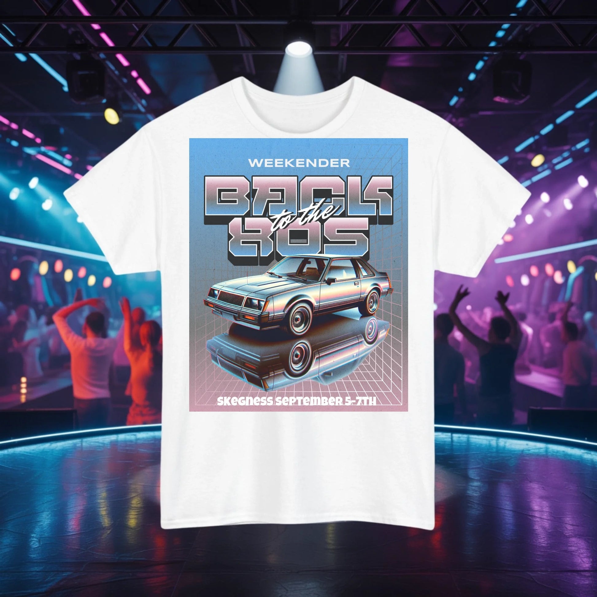 Back to the 80s - Adult Weekender Front and Back Personalised Unisex Heavy T-Shirt 80s - Adult Weekender