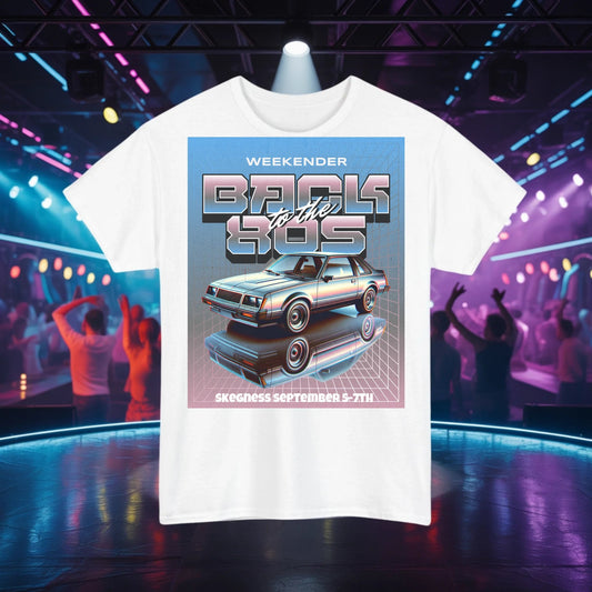 Back to the 80s - Adult Weekender Front and Back Personalised Unisex Heavy T-Shirt 80s - Adult Weekender