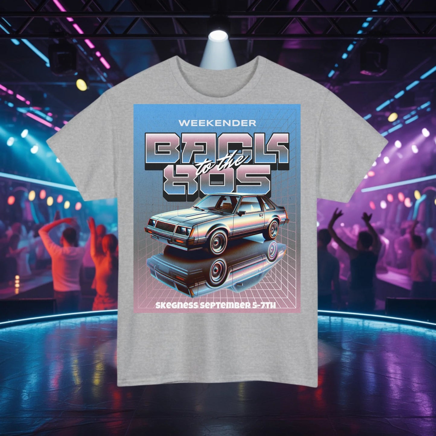 Back to the 80s - Adult Weekender Front and Back Personalised Unisex Heavy T-Shirt 80s - Adult Weekender