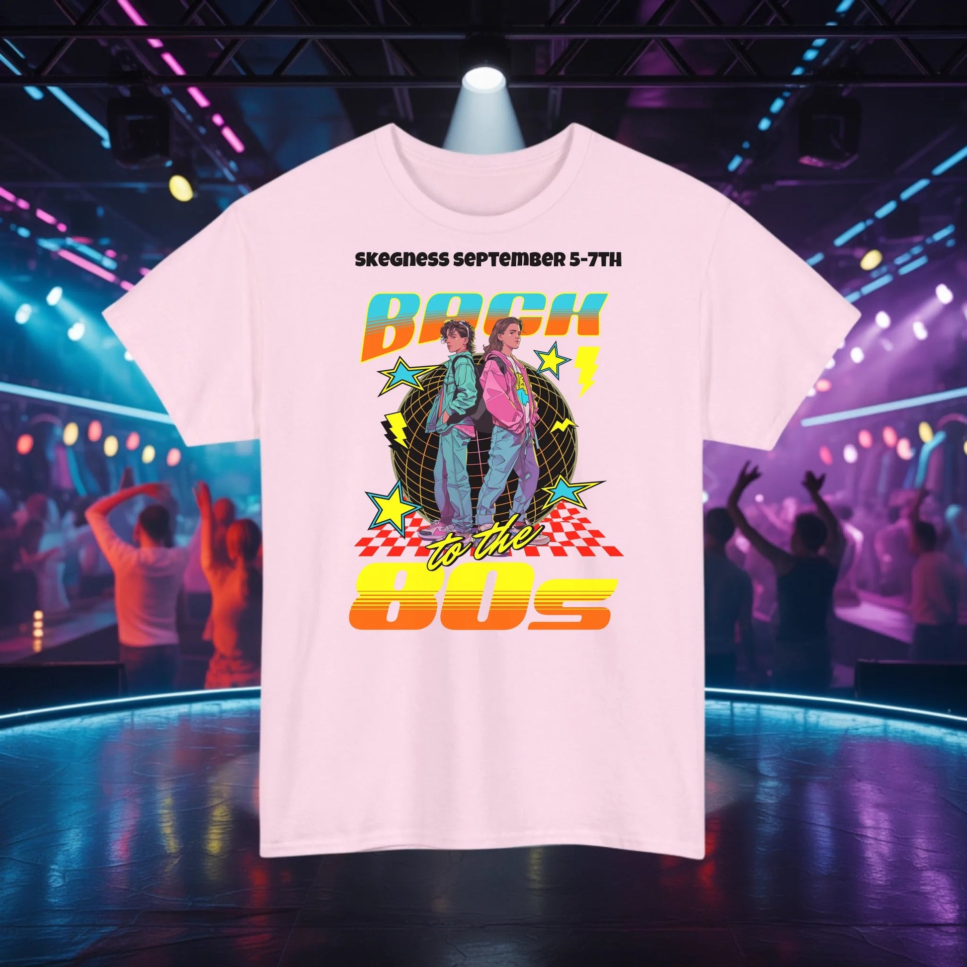 Back to the 80s - Adult Weekender Front and Back Personalised Unisex Heavy T-Shirt 80s - Adult Weekender