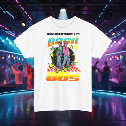 Back to the 80s - Adult Weekender Front and Back Personalised Unisex Heavy T-Shirt 80s - Adult Weekender