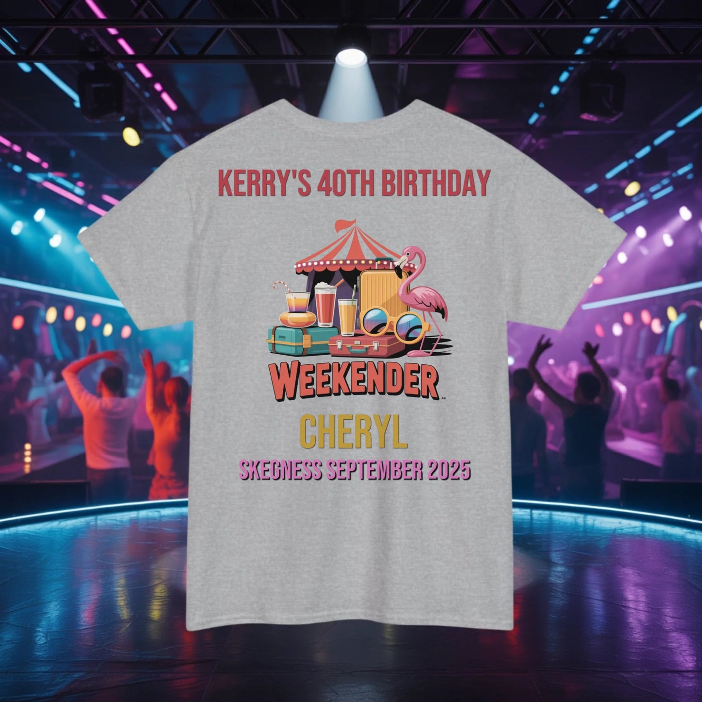 Back to the 80s - Adult Weekender Front and Back Personalised Unisex Heavy T-Shirt 80s - Adult Weekender