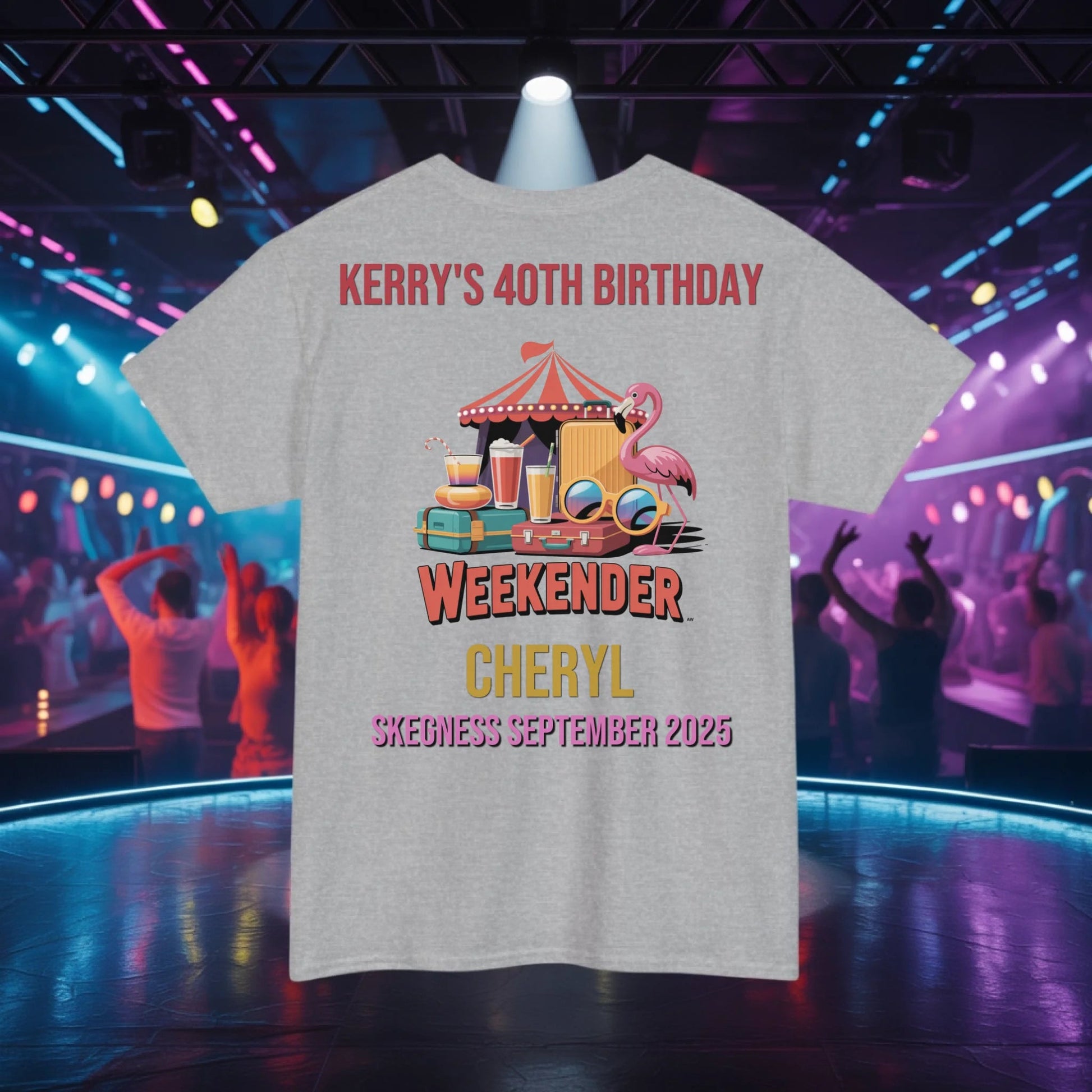 Back to the 80s - Adult Weekender Front and Back Personalised Unisex Heavy T-Shirt 80s - Adult Weekender