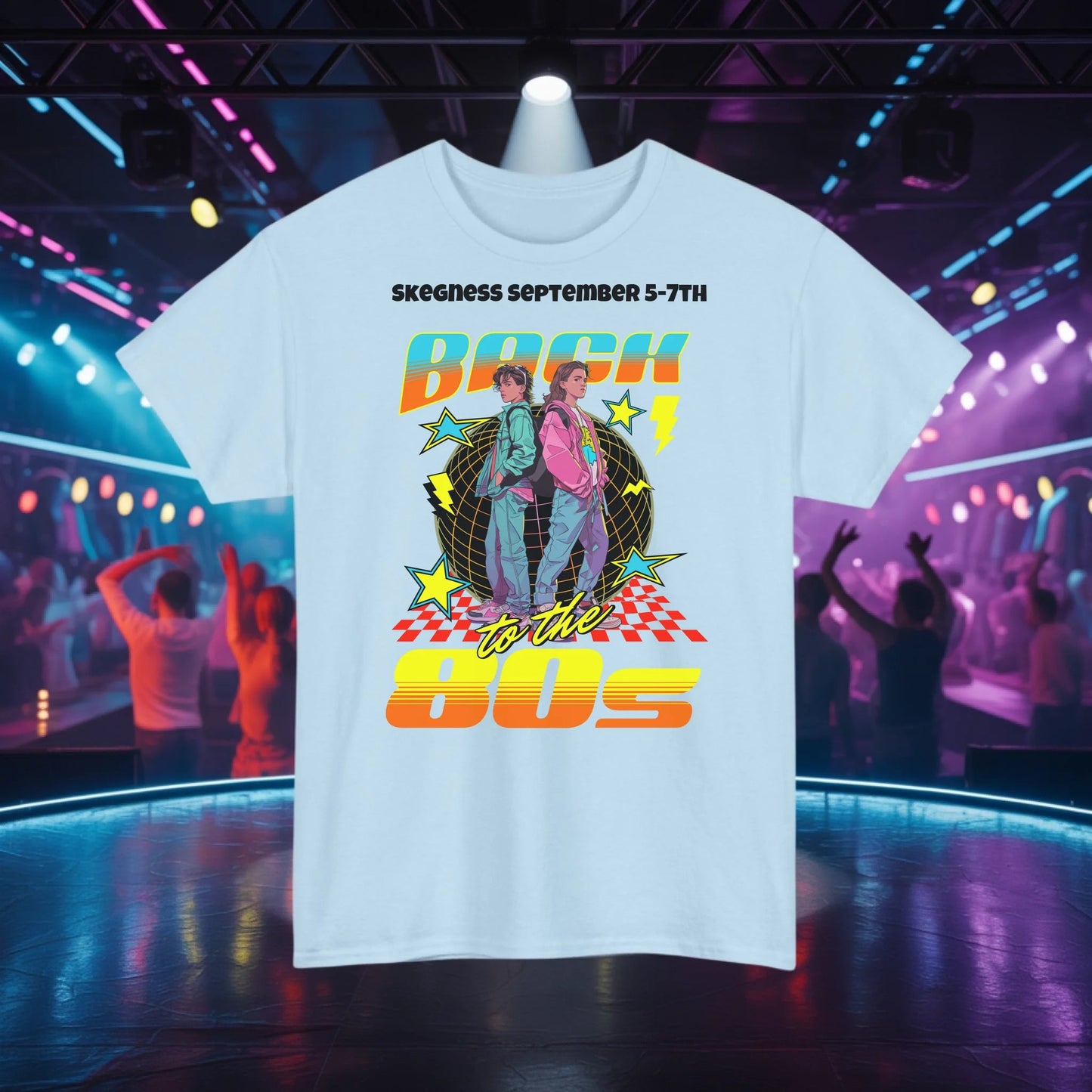 Back to the 80s - Adult Weekender Front and Back Personalised Unisex Heavy T-Shirt 80s - Adult Weekender