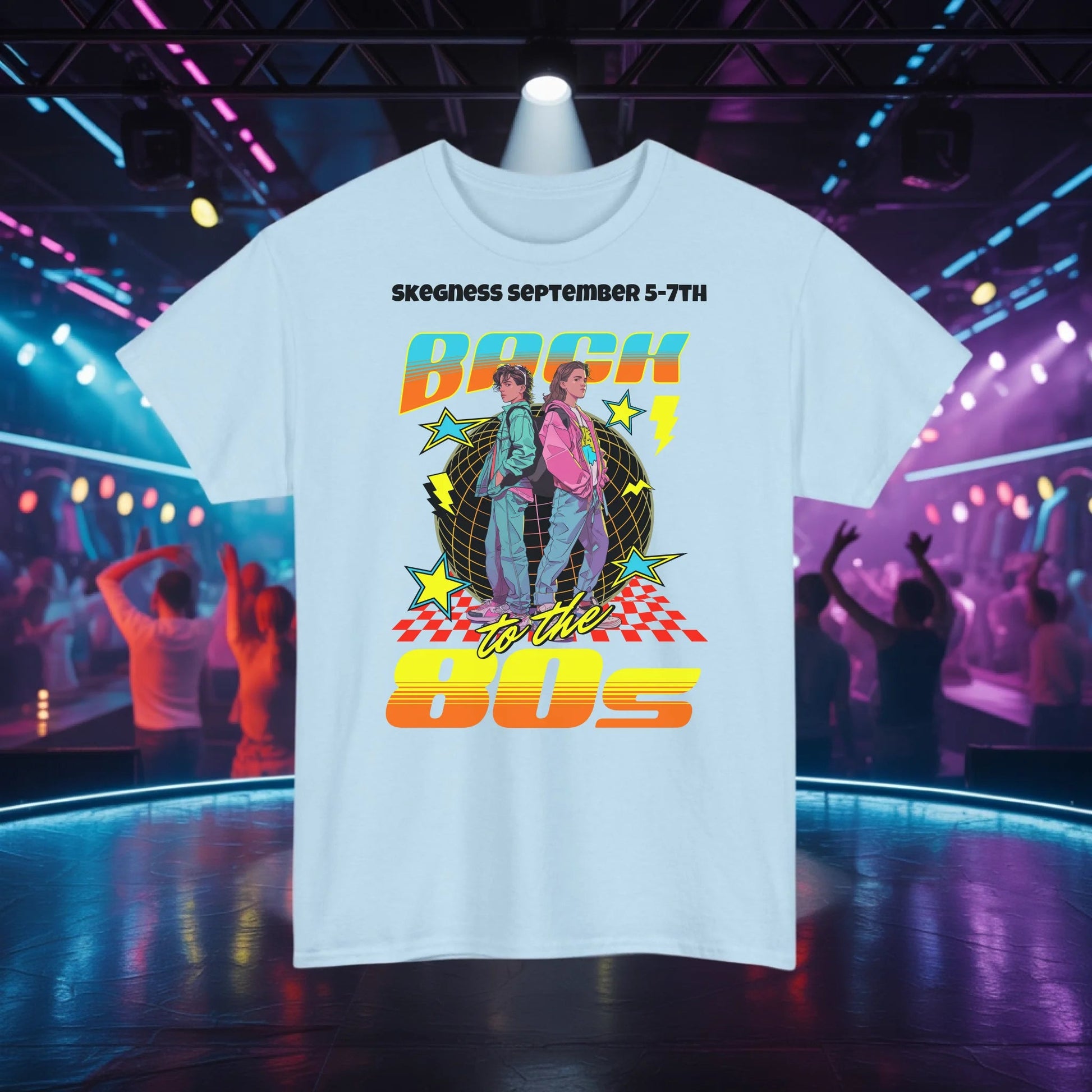 Back to the 80s - Adult Weekender Front and Back Personalised Unisex Heavy T-Shirt 80s - Adult Weekender