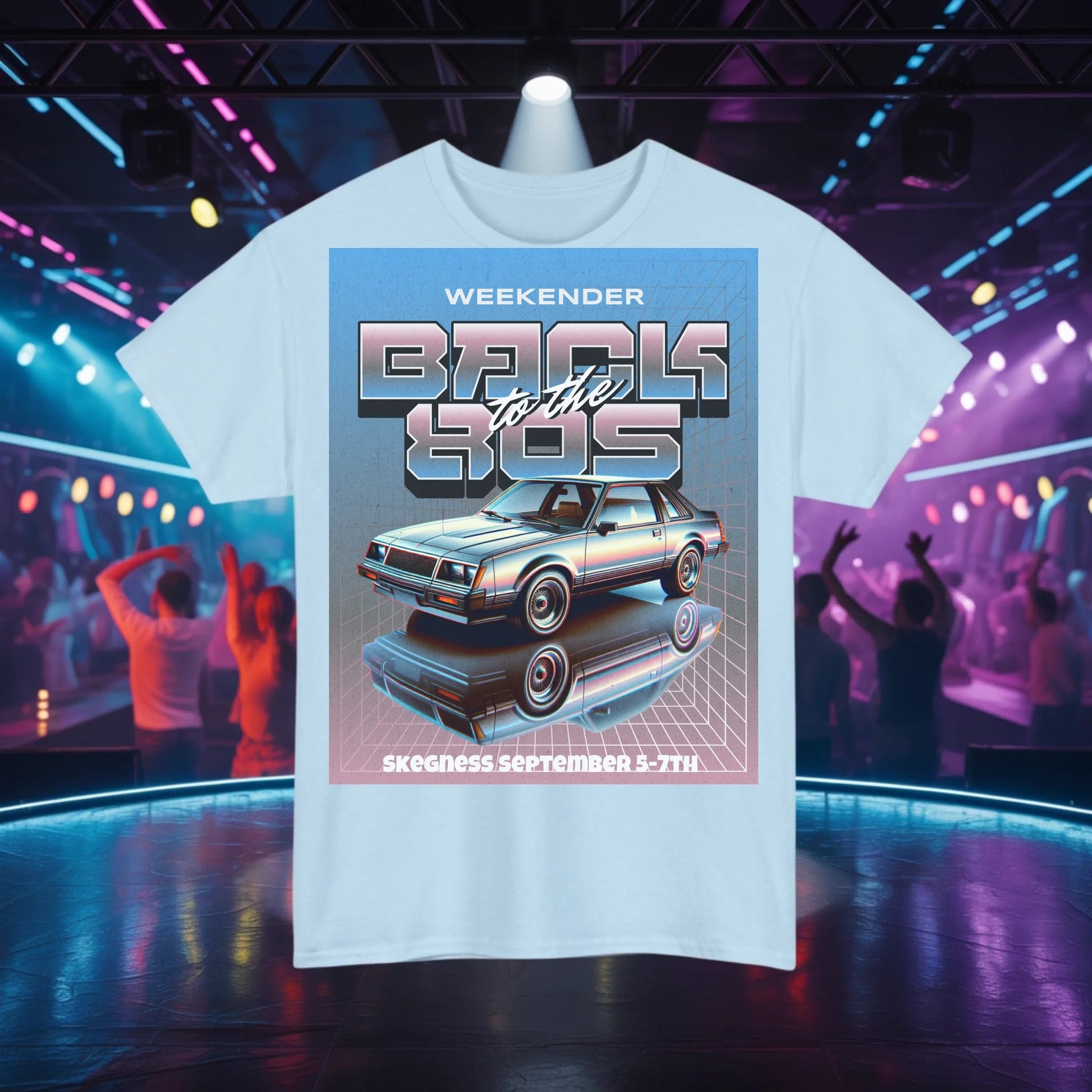 Back to the 80s - Adult Weekender Front and Back Personalised Unisex Heavy T-Shirt 80s - Adult Weekender