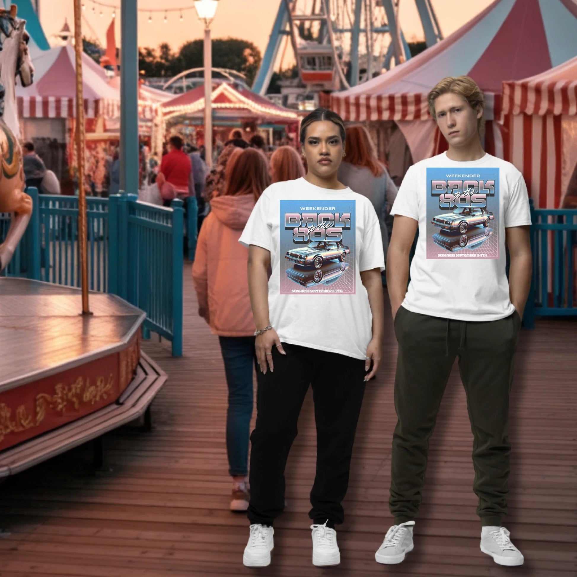 Back to the 80s - Adult Weekender Front and Back Personalised Unisex Heavy T-Shirt 80s - Adult Weekender