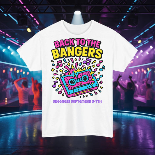 Back to the Bangers - Adult Weekender Front and Back Personalised Unisex Heavy T-Shirt 80s - Adult Weekender