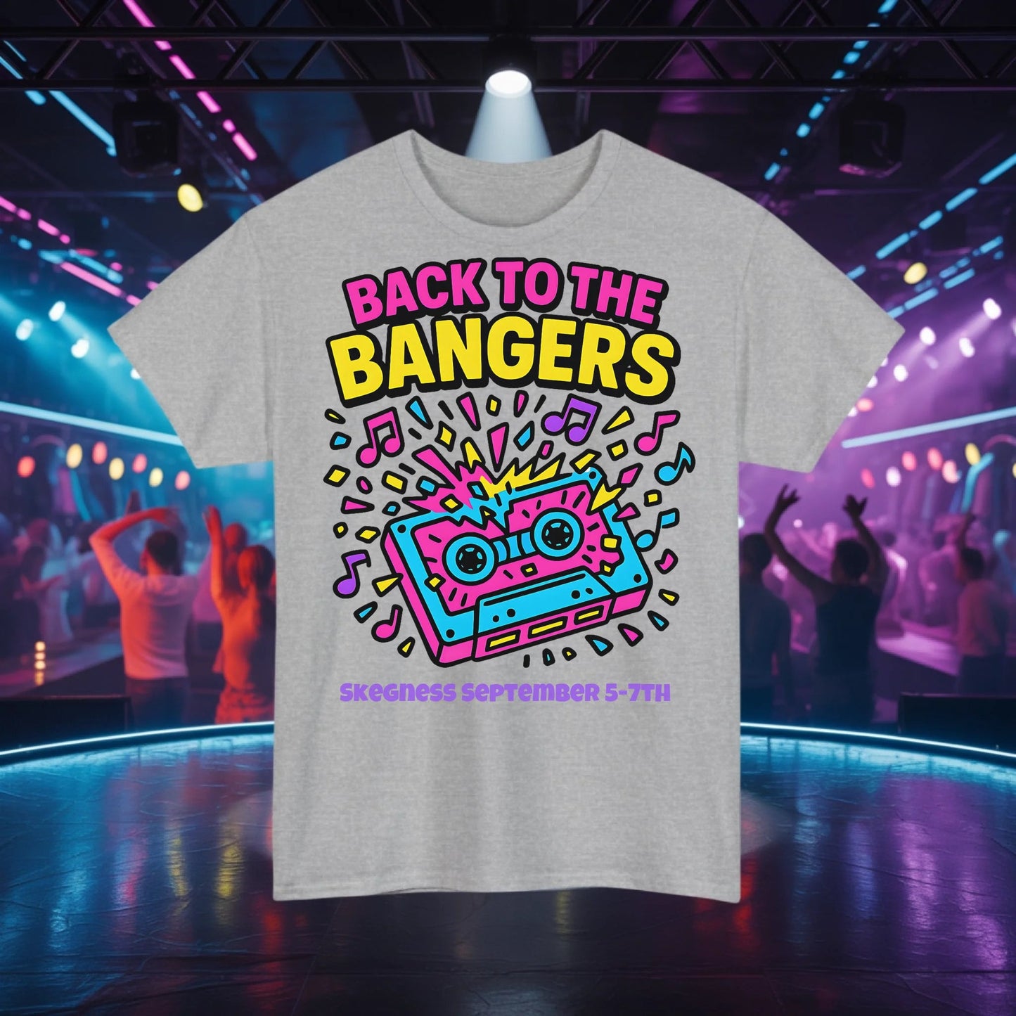 Back to the Bangers - Adult Weekender Front and Back Personalised Unisex Heavy T-Shirt 80s - Adult Weekender