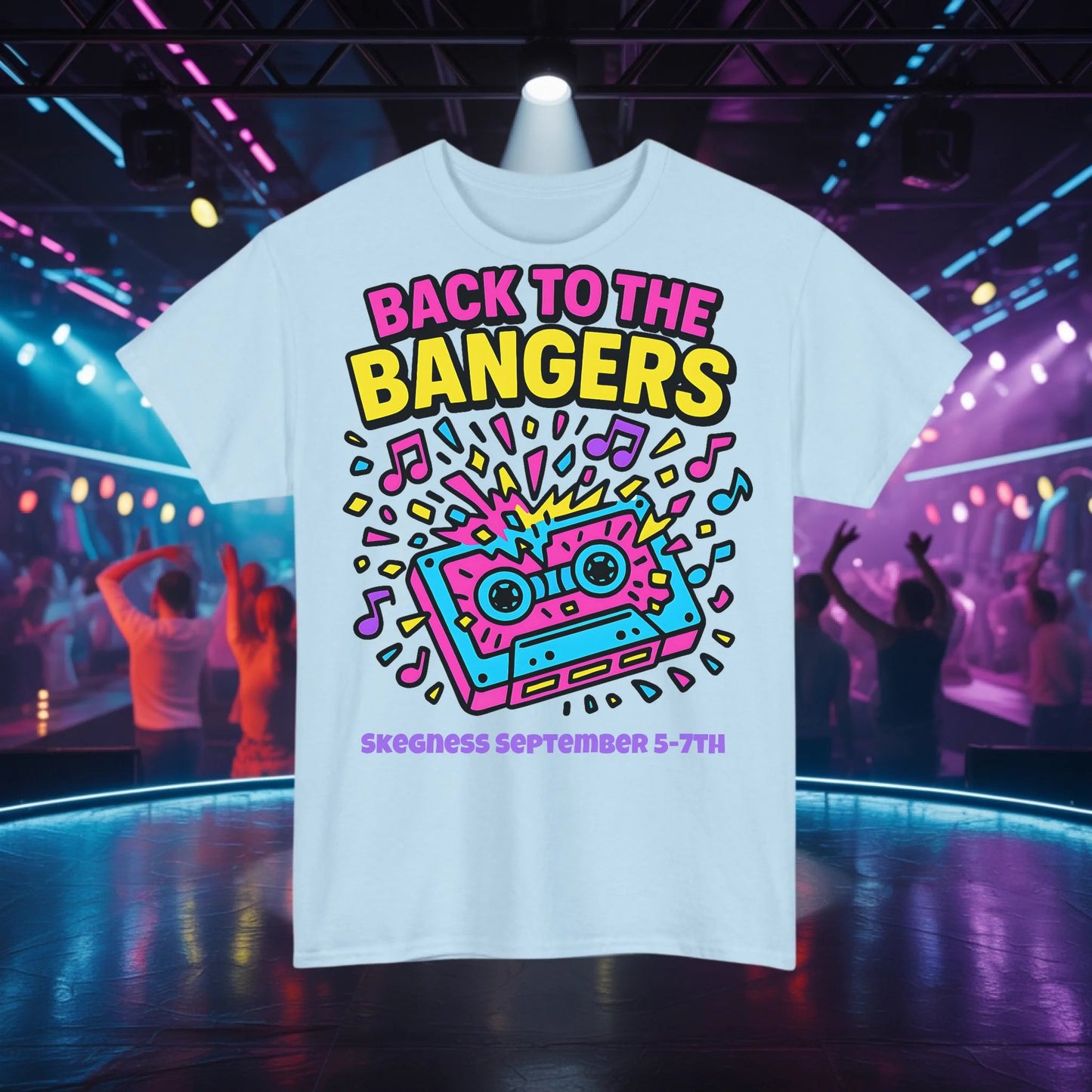 Back to the Bangers - Adult Weekender Front and Back Personalised Unisex Heavy T-Shirt 80s - Adult Weekender