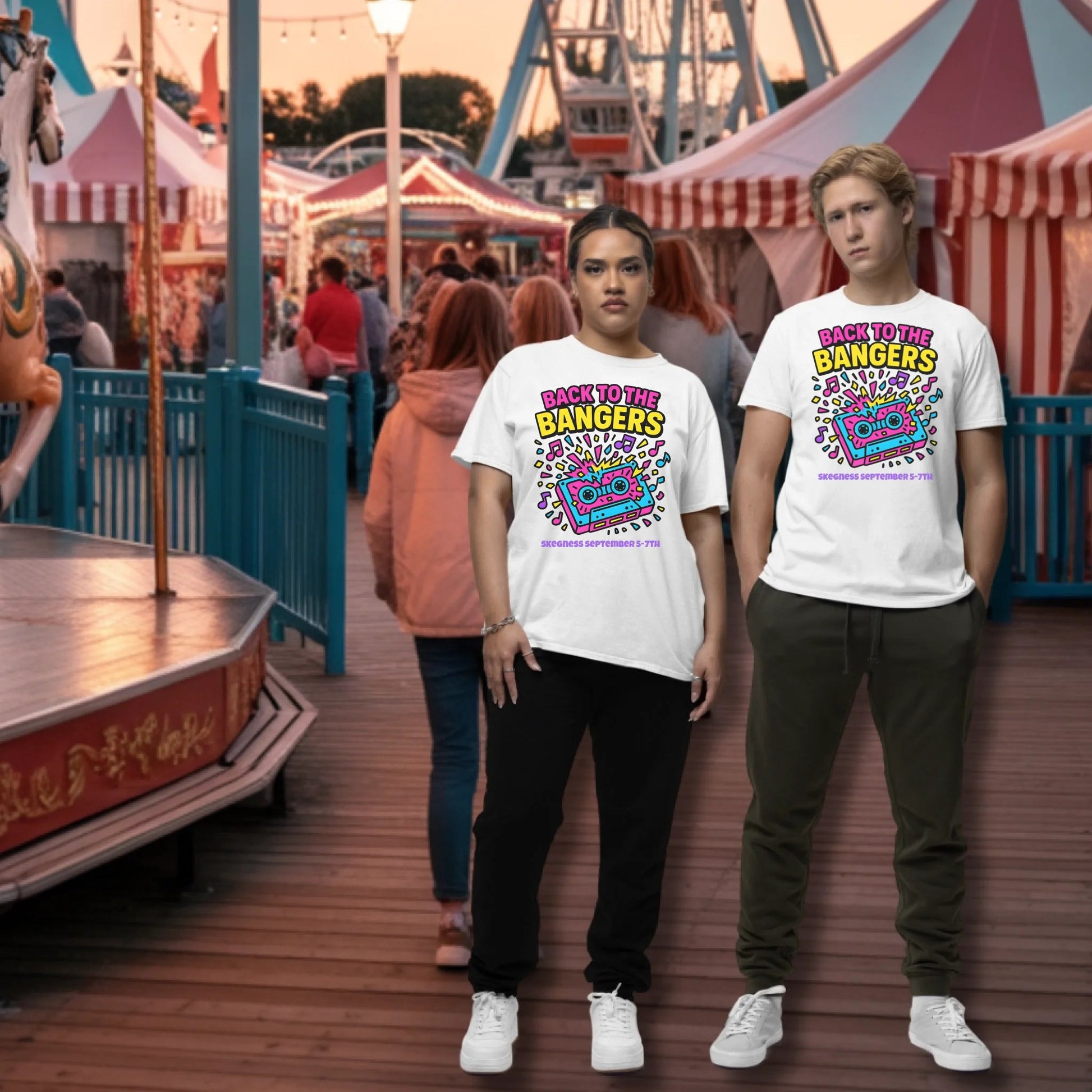 Back to the Bangers - Adult Weekender Front and Back Personalised Unisex Heavy T-Shirt 80s - Adult Weekender