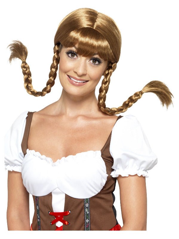Bavarian Babe Wig, Plaited, Brown - Adult Weekender