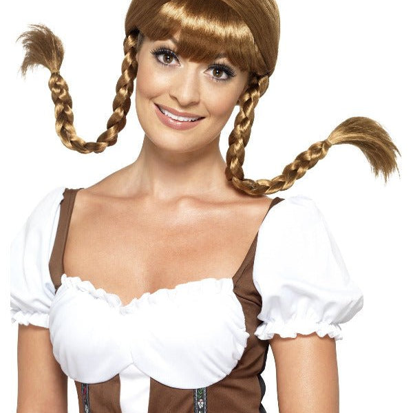 Bavarian Babe Wig, Plaited, Brown - Adult Weekender