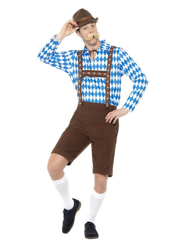 Bavarian Beer Man Costume, Blue &amp; Brown - Adult Weekender