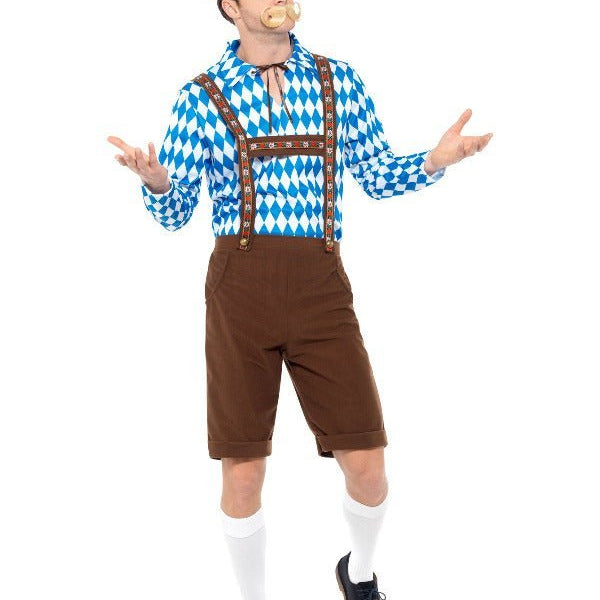 Bavarian Beer Man Costume, Blue & Brown - Adult Weekender
