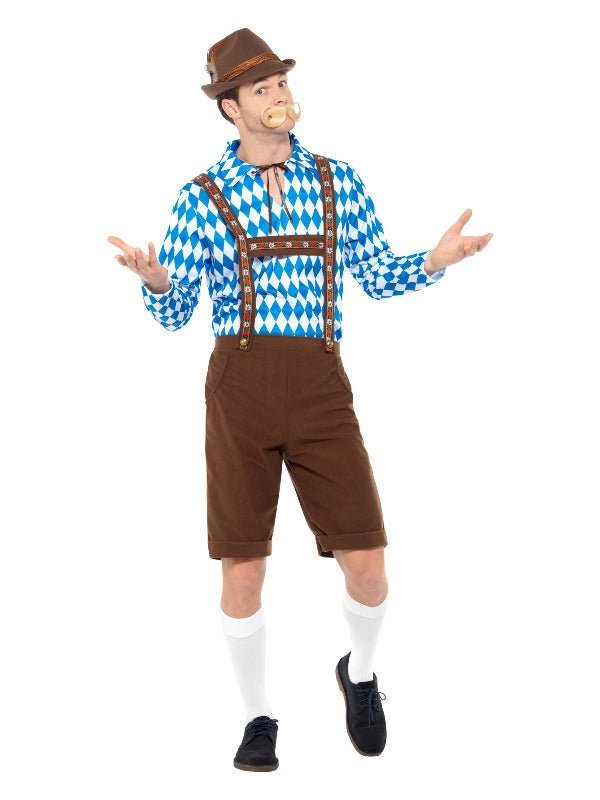 Bavarian Beer Man Costume, Blue & Brown - Adult Weekender