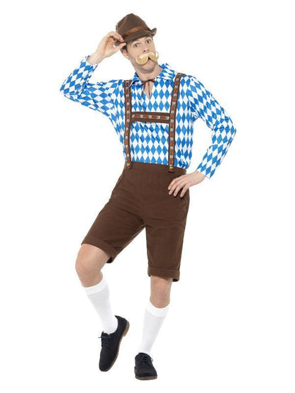 Bavarian Beer Man Costume, Blue & Brown - Adult Weekender