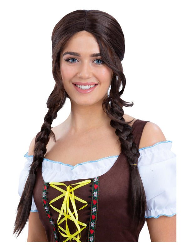 Bavarian Maid Braided Wig, Brown - Adult Weekender
