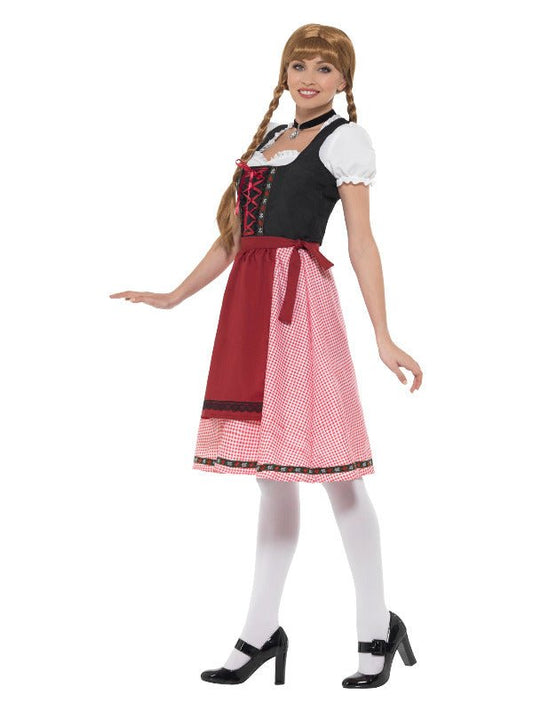 Bavarian Tavern Maid Costume, Red &amp; Black - Adult Weekender