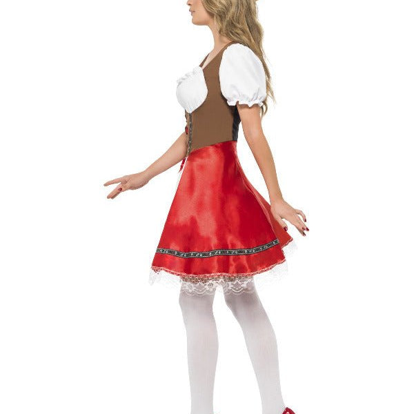 Bavarian Wench Costume, White & Red - Adult Weekender