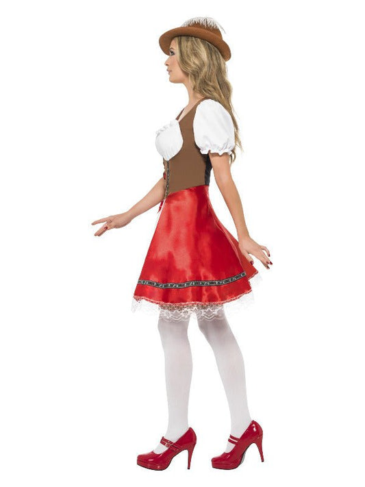 Bavarian Wench Costume, White &amp; Red - Adult Weekender