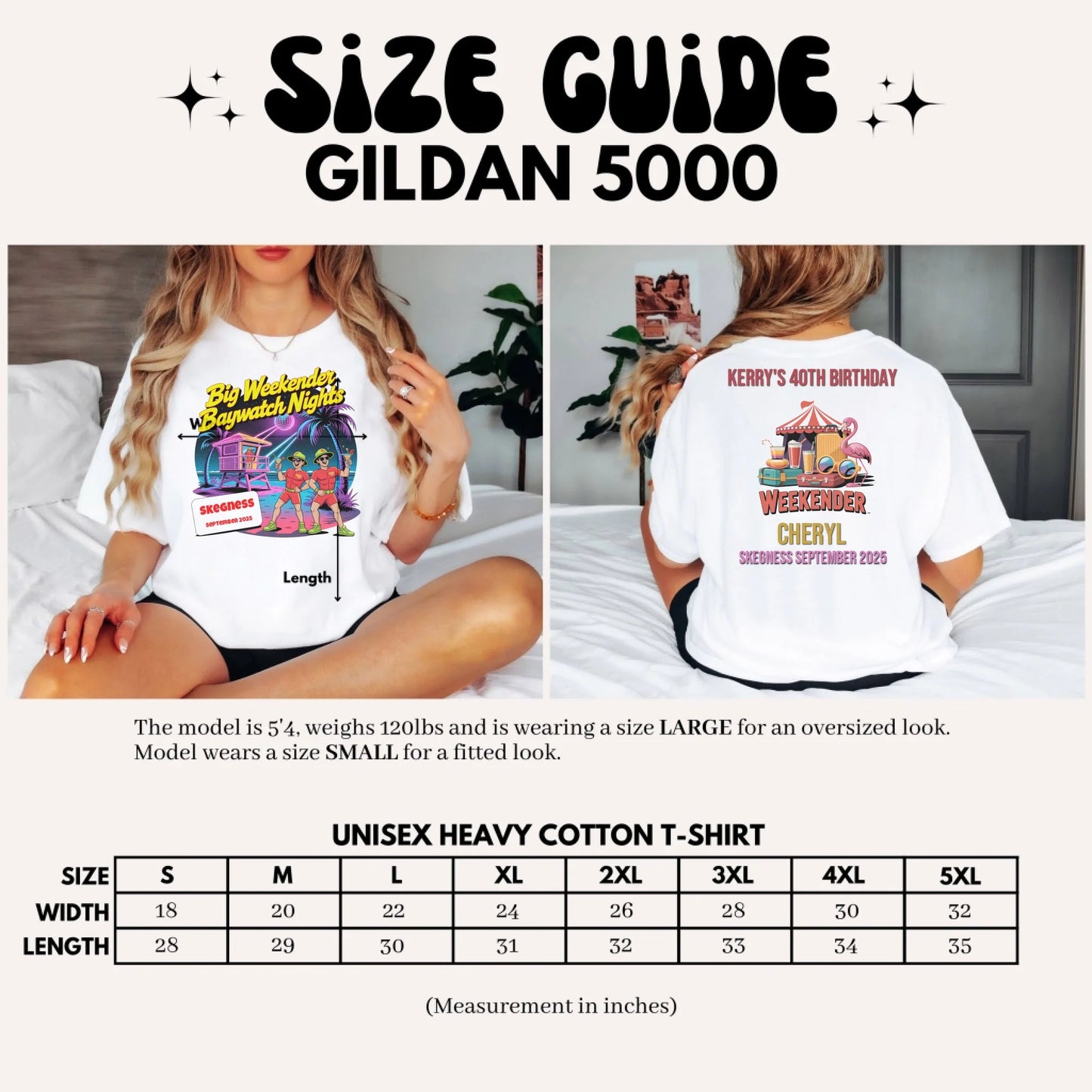 Big Weekender Baywatch Nights - Adult Weekender Front and Back Personalised Unisex Heavy T-Shirt - 90s - Adult Weekender