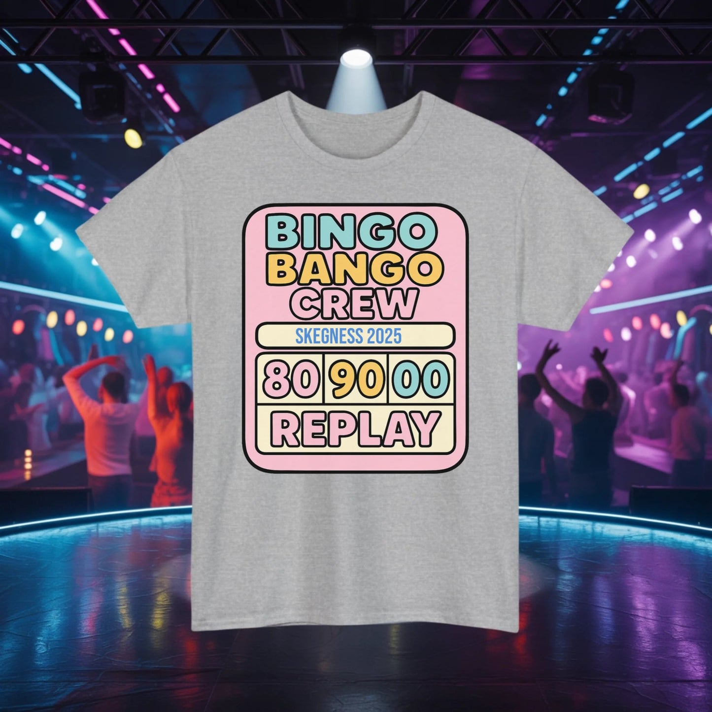 Bingo Bango Crew - Adult Weekender Front and Back Personalised Unisex Heavy T-Shirt Replay - Adult Weekender