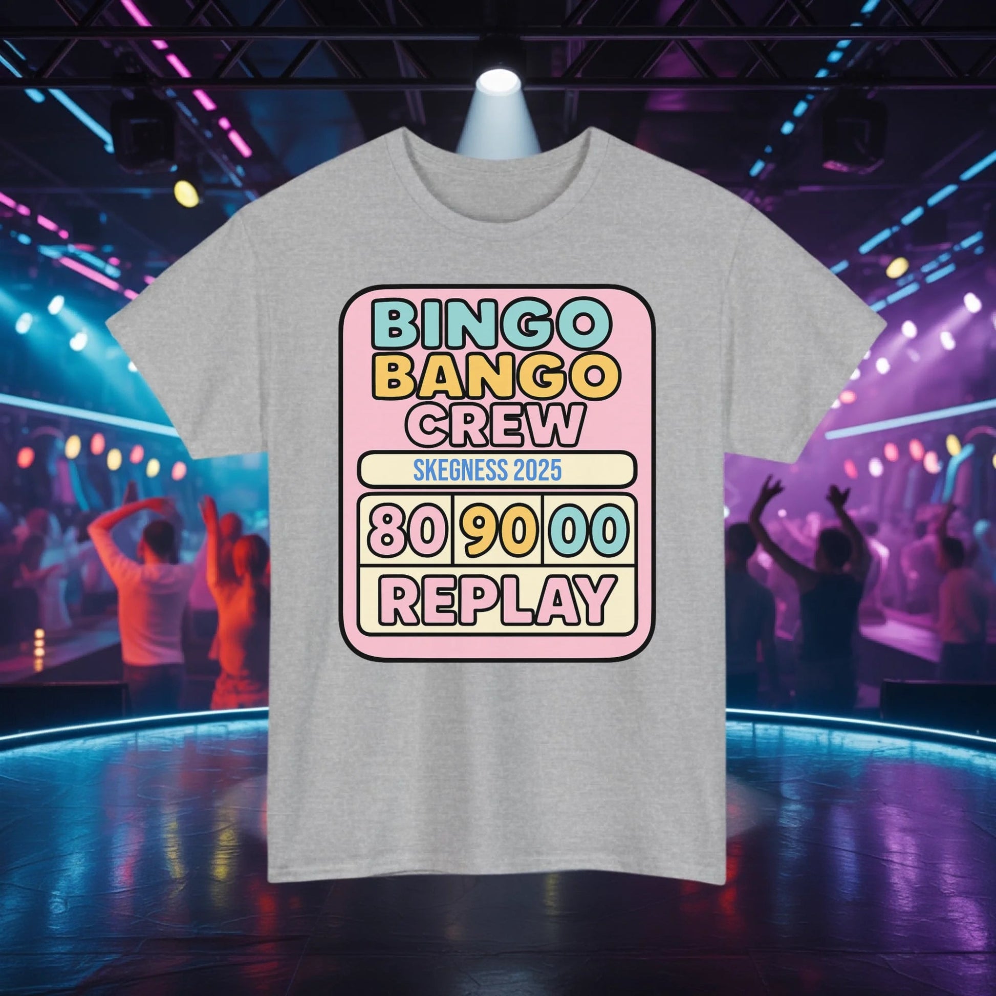 Bingo Bango Crew - Adult Weekender Front and Back Personalised Unisex Heavy T-Shirt Replay - Adult Weekender