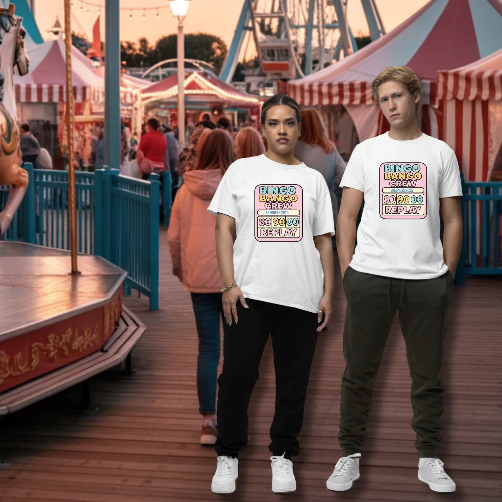 Bingo Bango Crew - Adult Weekender Front and Back Personalised Unisex Heavy T-Shirt Replay - Adult Weekender
