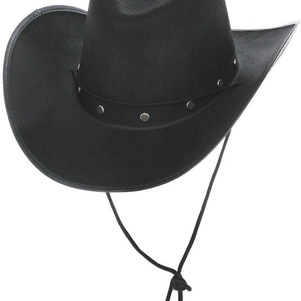 Black Cowboy Hat, Felt, with Cord - Adult Weekender