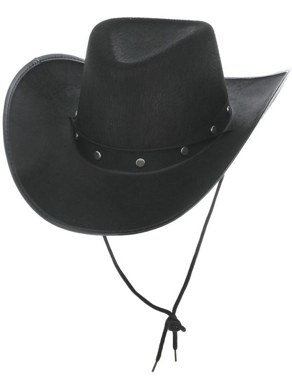 Black Cowboy Hat, Felt, with Cord - Adult Weekender